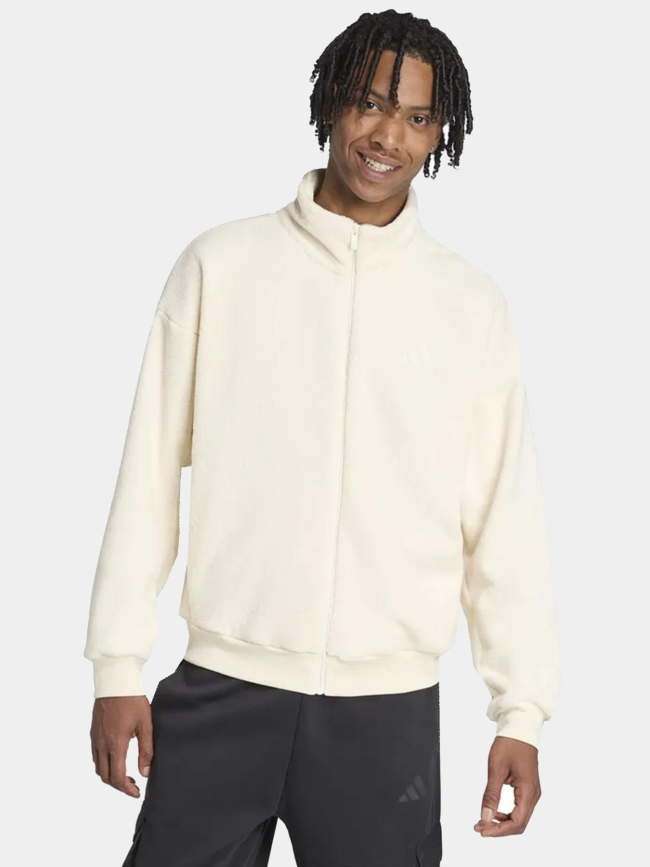 Sweat à capuche en polaire sherpa beige homme - Adidas