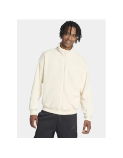 Sweat à capuche en polaire sherpa beige homme - Adidas