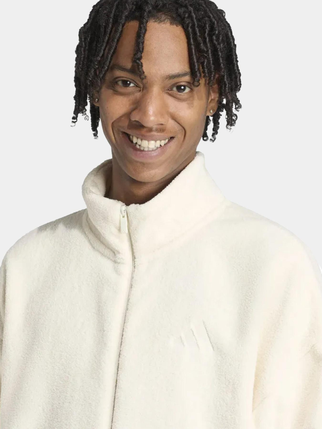 Sweat à capuche en polaire sherpa beige homme - Adidas