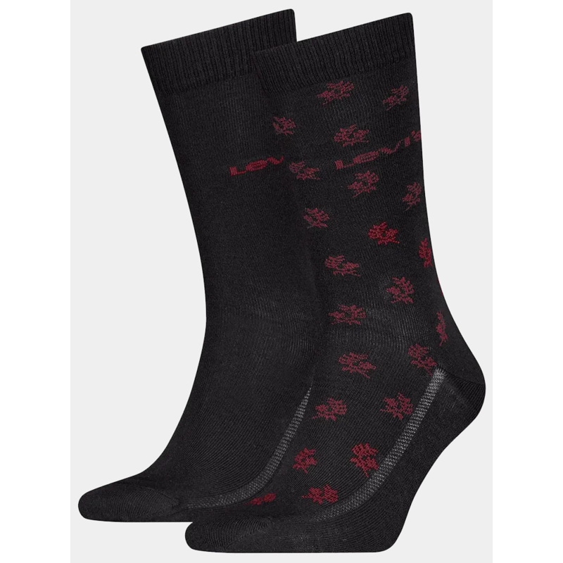 Pack de 2 paires de chaussettes reg cut geo noir rouge - Levi's