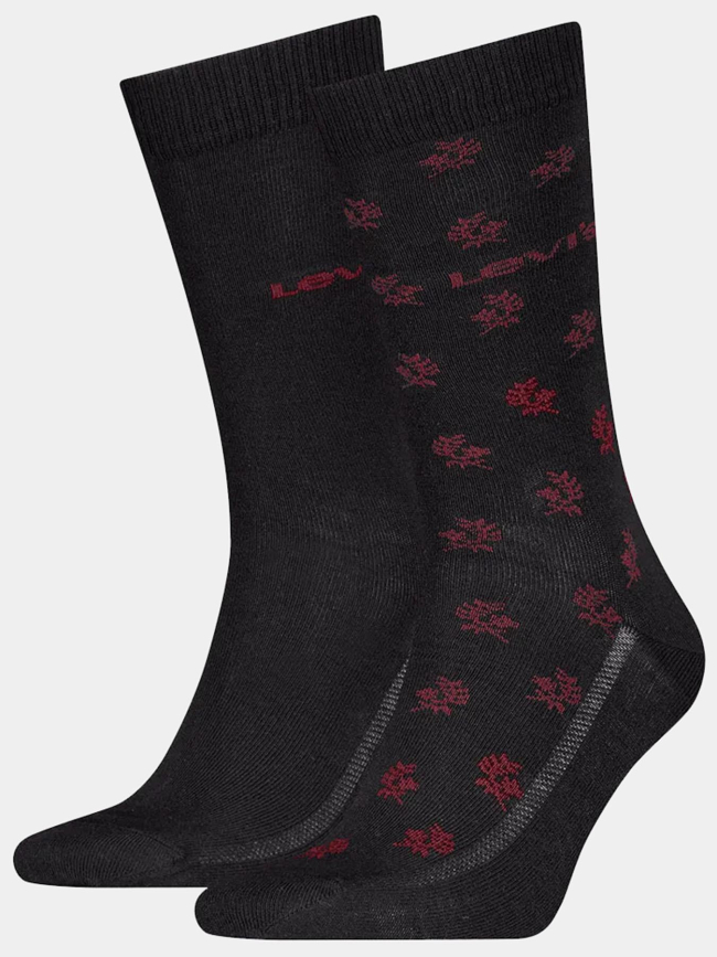 Pack de 2 paires de chaussettes reg cut geo noir rouge - Levi's