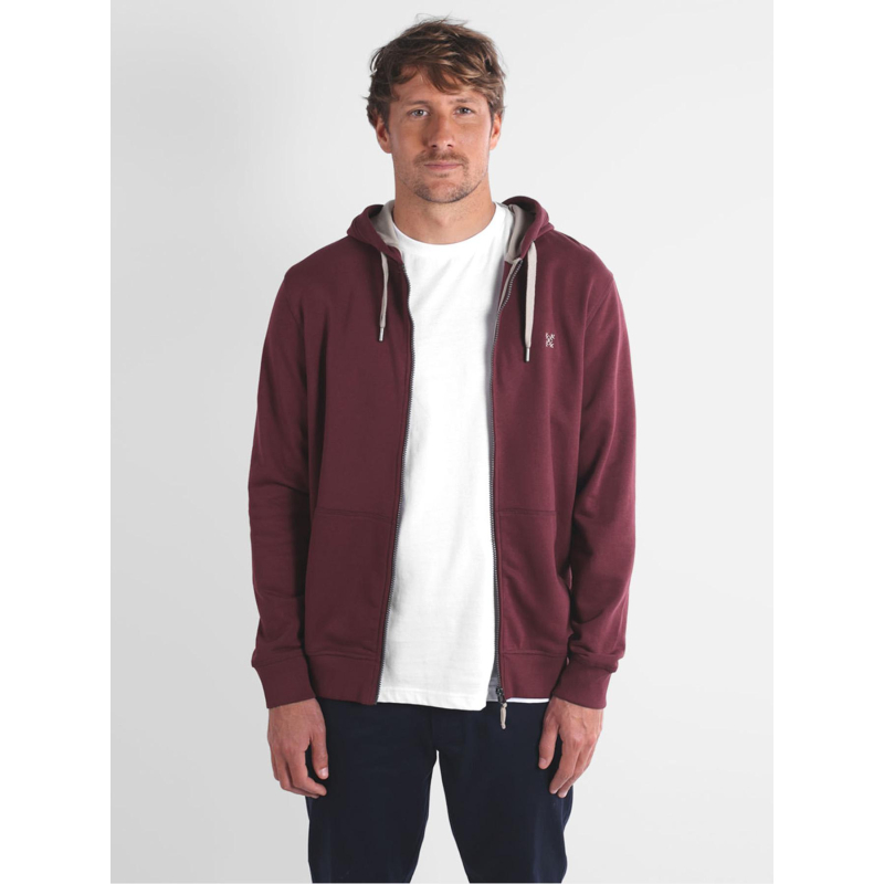 Sweat à capuche zippé salet bordeaux homme - Oxbow