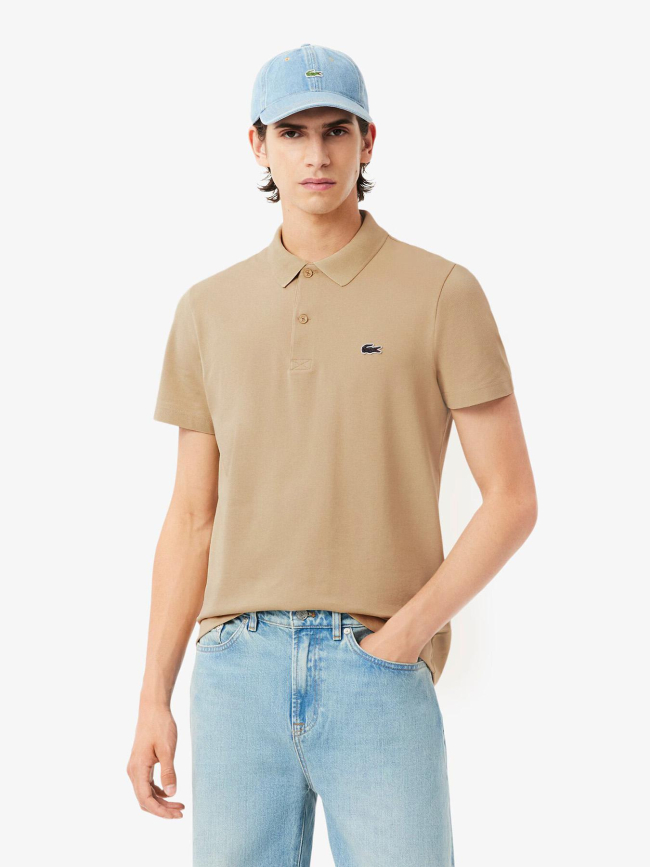 Polo regular fit en coton mélangé marron clair homme - Lacoste