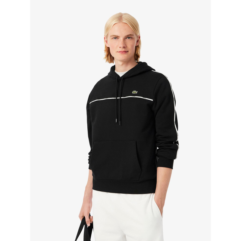 Sweat à capuche tape noir homme - Lacoste