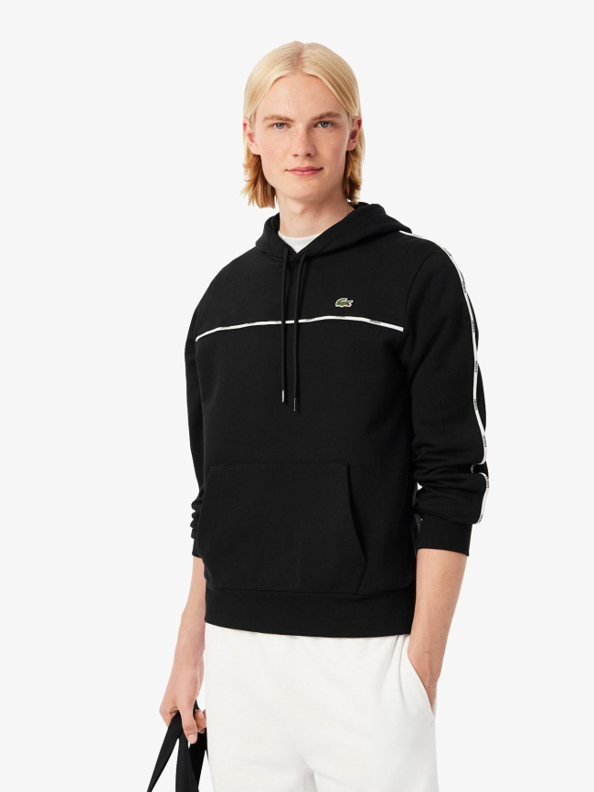 Sweat à capuche tape noir homme - Lacoste