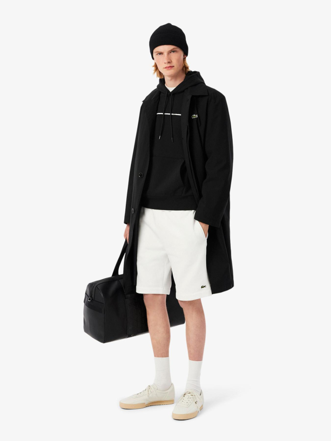 Sweat à capuche tape noir homme - Lacoste