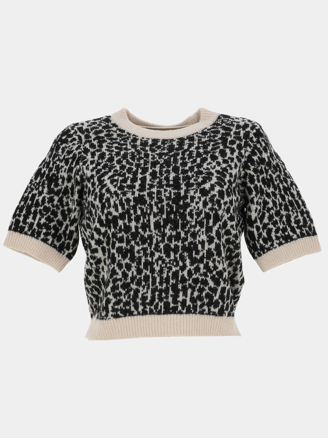 Pull imprimé crop wow beige noir femme - Vero Moda