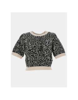 Pull imprimé crop wow beige noir femme - Vero Moda