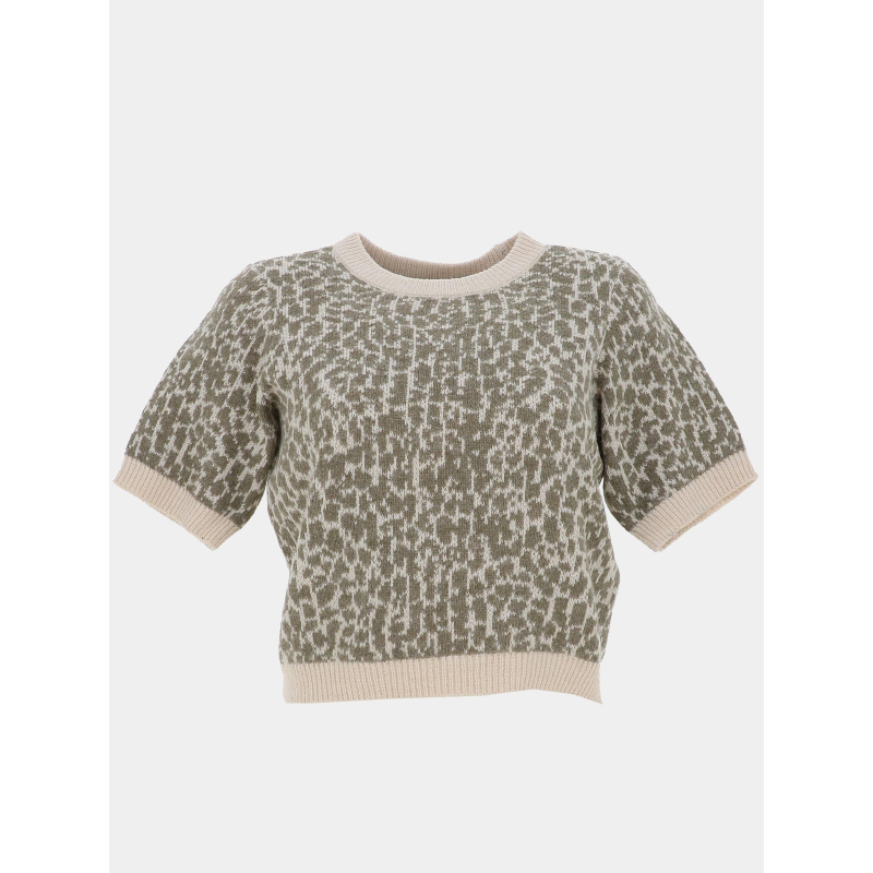 Pull imprimé crop wow beige vert femme - Vero Moda