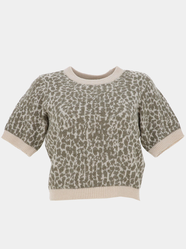 Pull imprimé crop wow beige vert femme - Vero Moda
