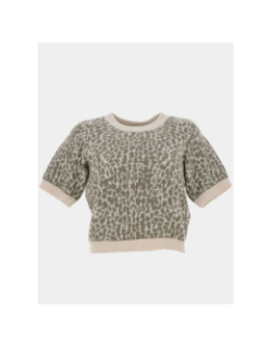 Pull imprimé crop wow beige vert femme - Vero Moda