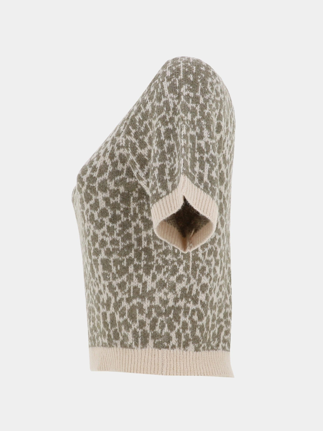 Pull imprimé crop wow beige vert femme - Vero Moda