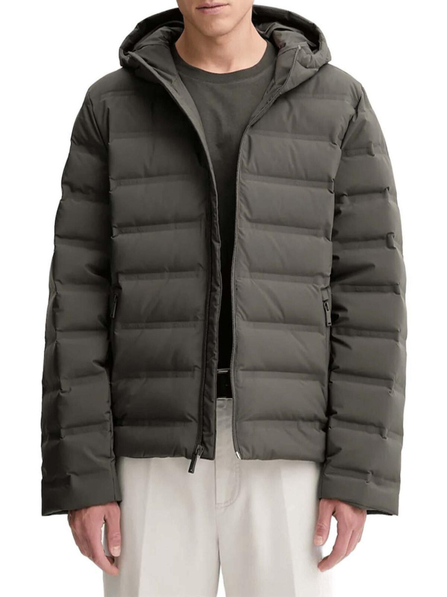 Doudoune matelassée compressible logo gaufré gris homme - Calvin Klein