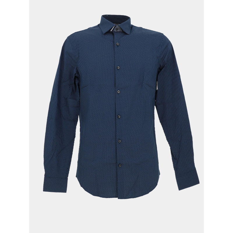 Chemise slim à motif en popeline bleu marine homme - Calvin Klein