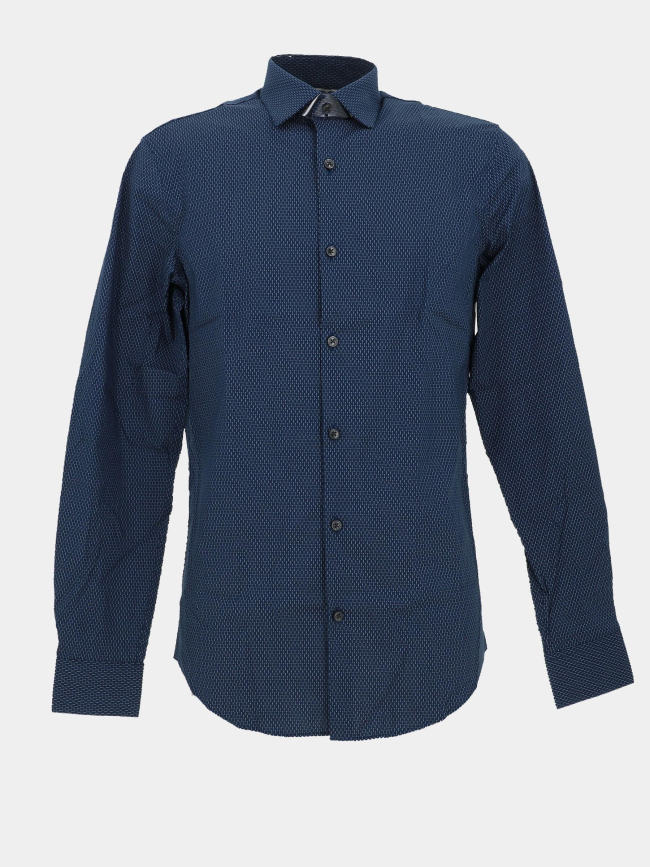 Chemise slim à motif en popeline bleu marine homme - Calvin Klein
