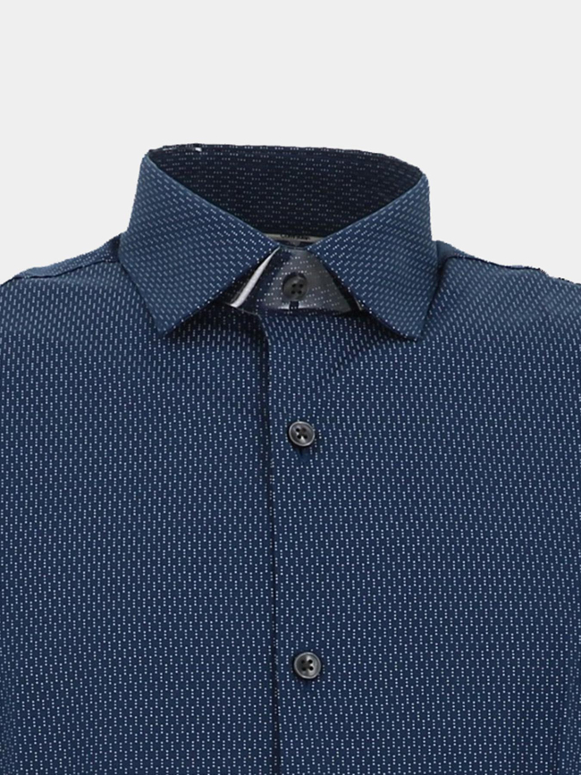 Chemise slim à motif en popeline bleu marine homme - Calvin Klein