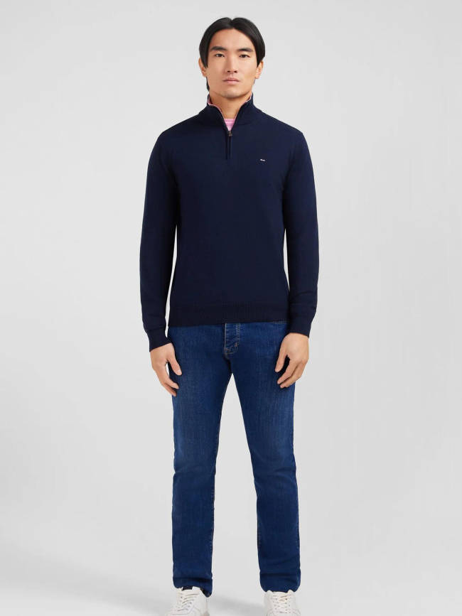 Pull col camionneur en coton épais bleu marine homme - Eden Park