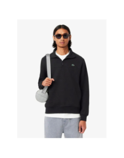 Sweat col zippé uni noir homme - Lacoste