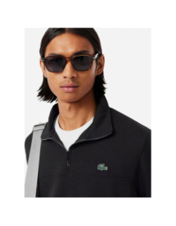 Sweat col zippé uni noir homme - Lacoste
