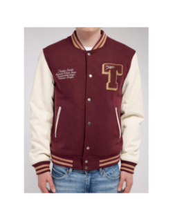 Blouson teddy b-romeo bordeaux et écru homme - Teddy Smith