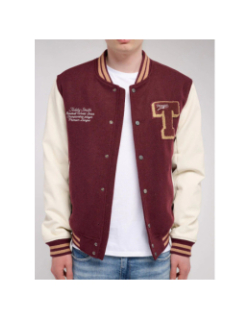 Blouson teddy b-romeo bordeaux et écru homme - Teddy Smith