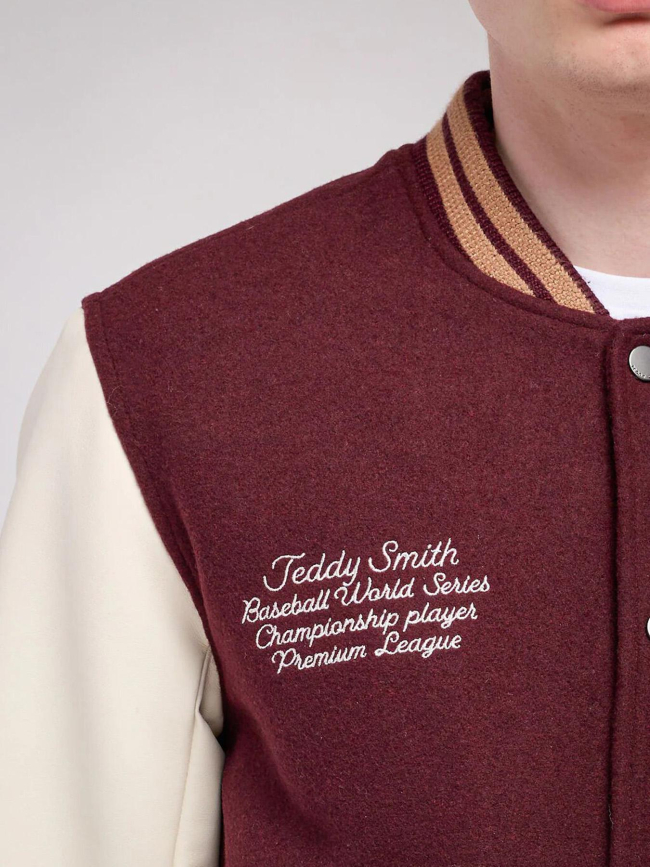 Blouson teddy b-romeo bordeaux et écru homme - Teddy Smith