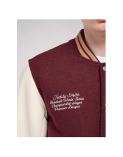 Blouson teddy b-romeo bordeaux et écru homme - Teddy Smith