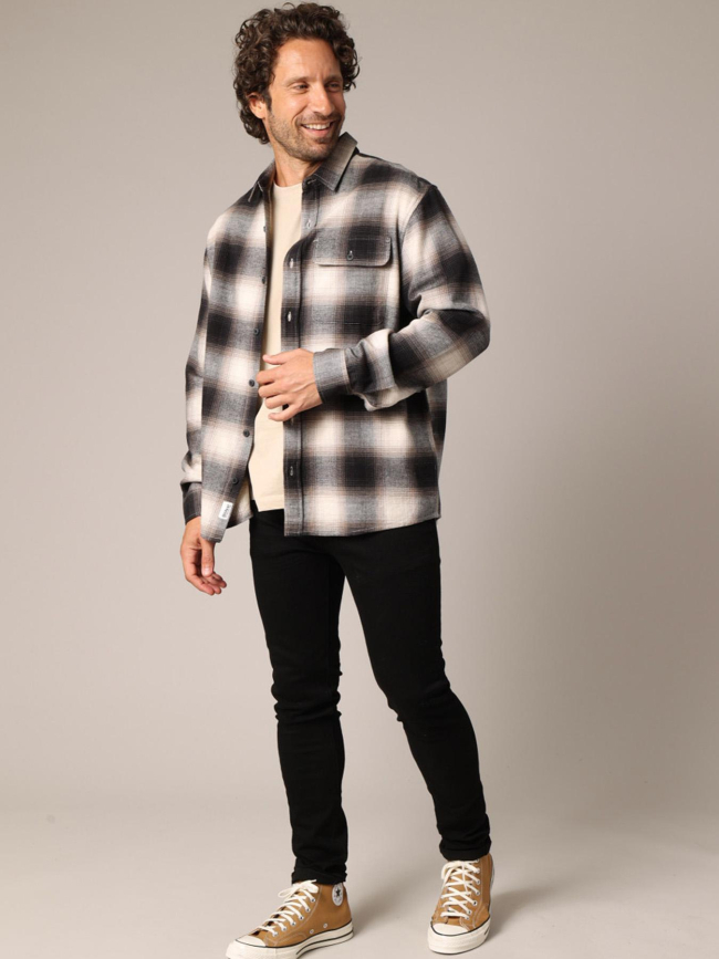 Chemise à carreaux bragha noir et beige homme - Deeluxe