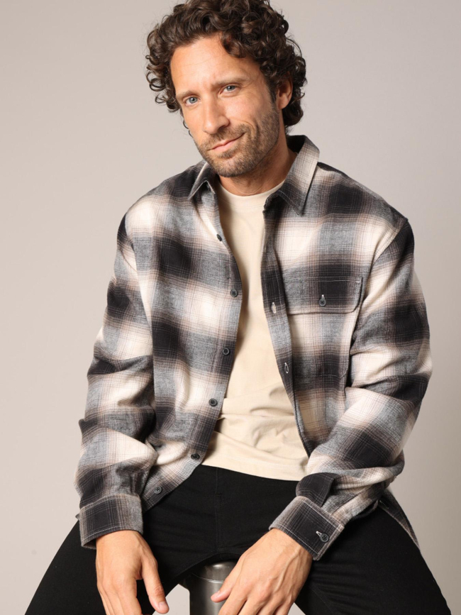 Chemise à carreaux bragha noir et beige homme - Deeluxe