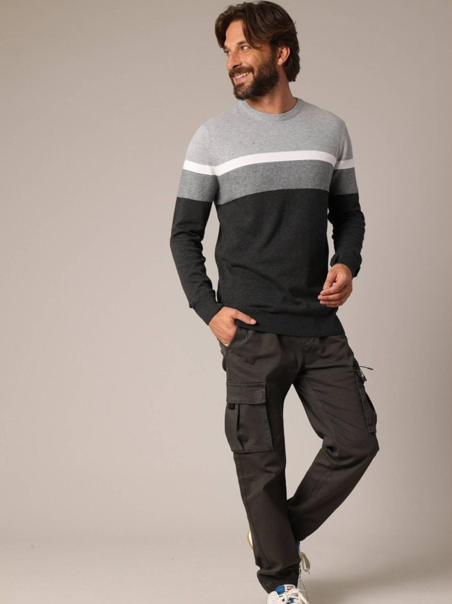 Pull à rayures toaster gris homme - Deeluxe