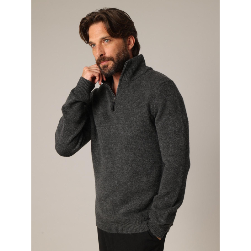 Pull à col zippé galileo anthracite homme - Deeluxe