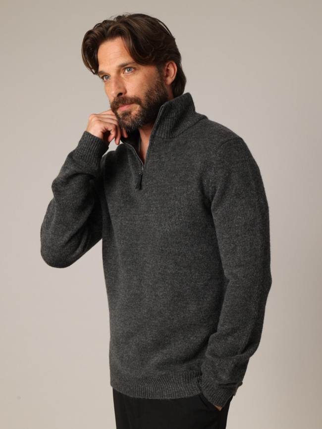 Pull à col zippé galileo anthracite homme - Deeluxe