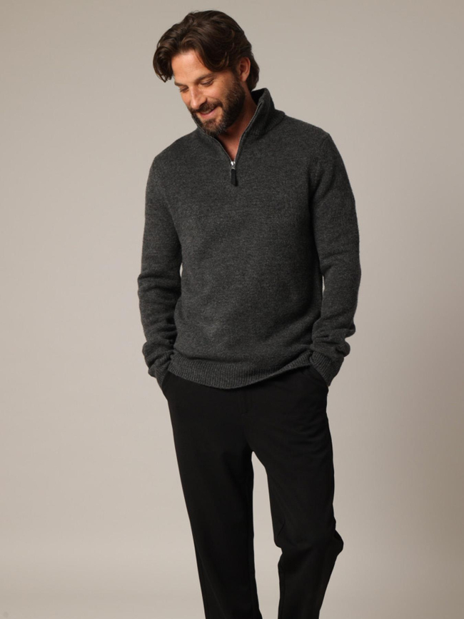 Pull à col zippé galileo anthracite homme - Deeluxe