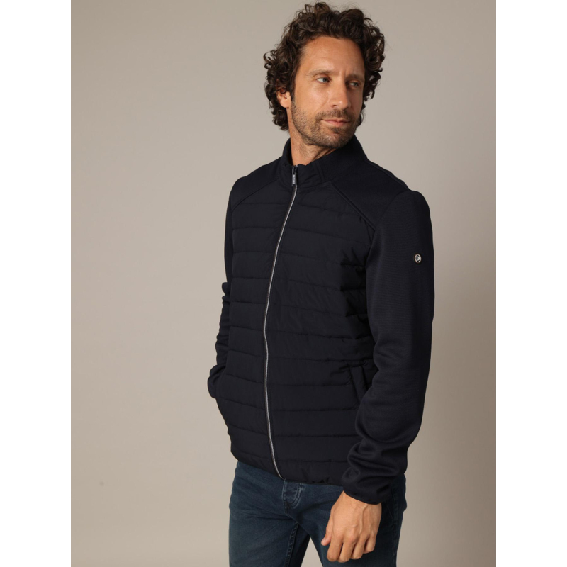 Sweat zippé matelassé bi-matière thomas noir homme - Deeluxe
