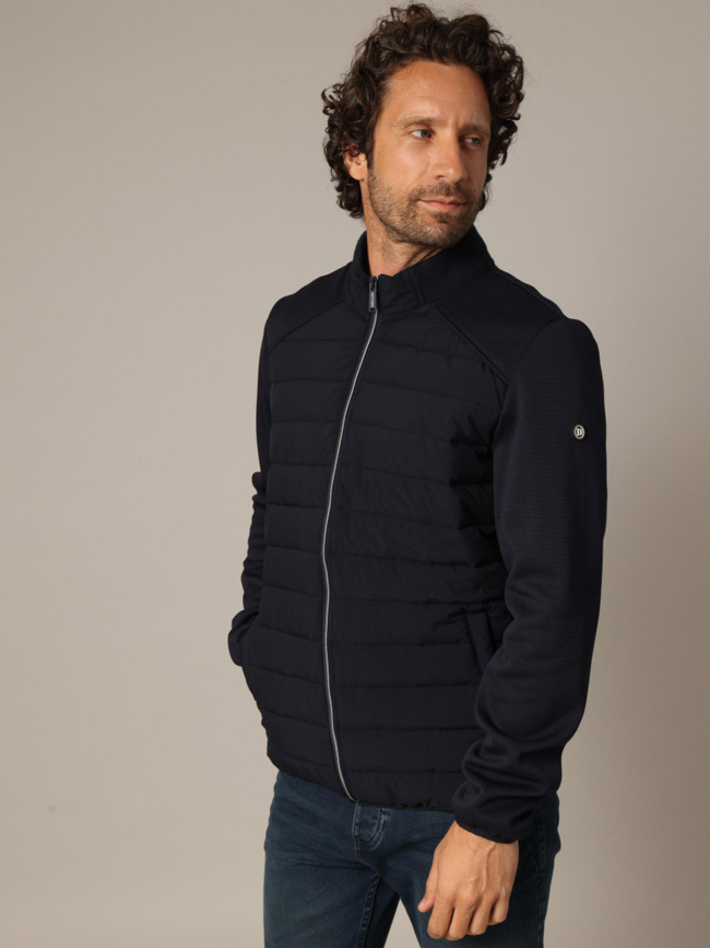 Sweat zippé matelassé bi-matière thomas noir homme - Deeluxe
