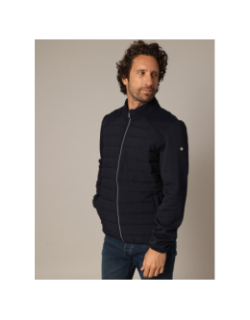 Sweat zippé matelassé bi-matière thomas noir homme - Deeluxe