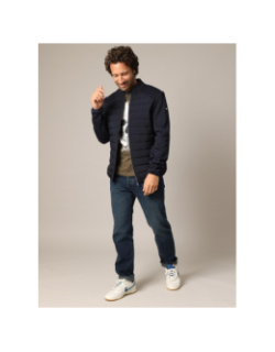 Sweat zippé matelassé bi-matière thomas noir homme - Deeluxe