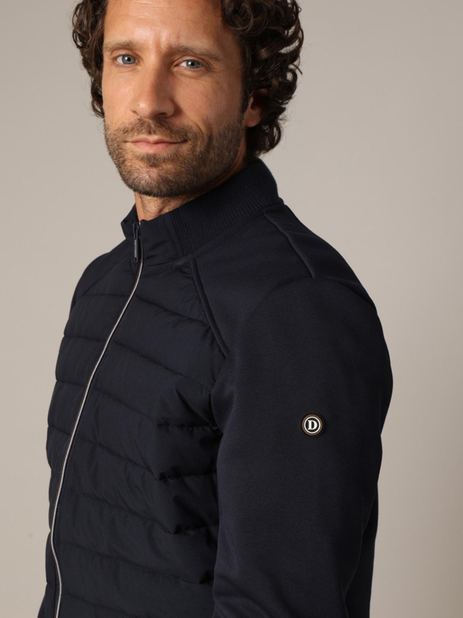 Sweat zippé matelassé bi-matière thomas noir homme - Deeluxe