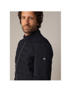 Sweat zippé matelassé bi-matière thomas noir homme - Deeluxe