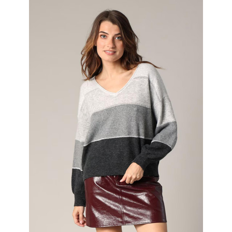 Pull col v lodina gris femme - Deeluxe