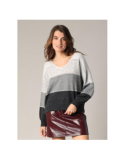 Pull col v lodina gris femme - Deeluxe