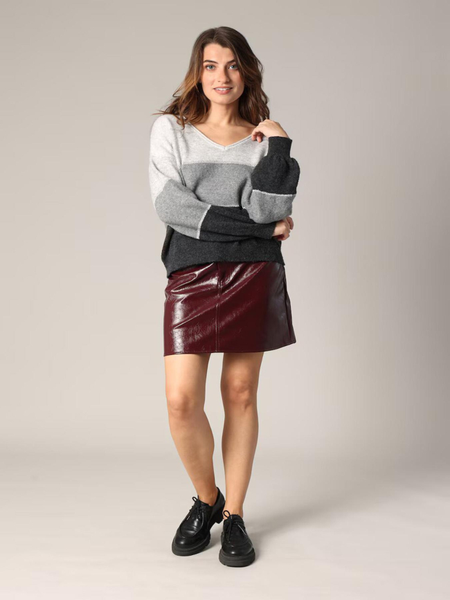 Pull col v lodina gris femme - Deeluxe