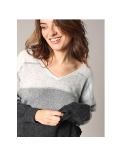 Pull col v lodina gris femme - Deeluxe