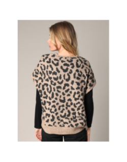 Gilet sans manches léopard brillant nerile marron femme - Deeluxe