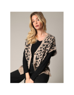 Gilet sans manches léopard brillant nerile marron femme - Deeluxe