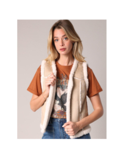 Gilet sans manches style sherpa svany beige femme - Deeluxe