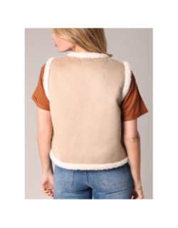 Gilet sans manches style sherpa svany beige femme - Deeluxe