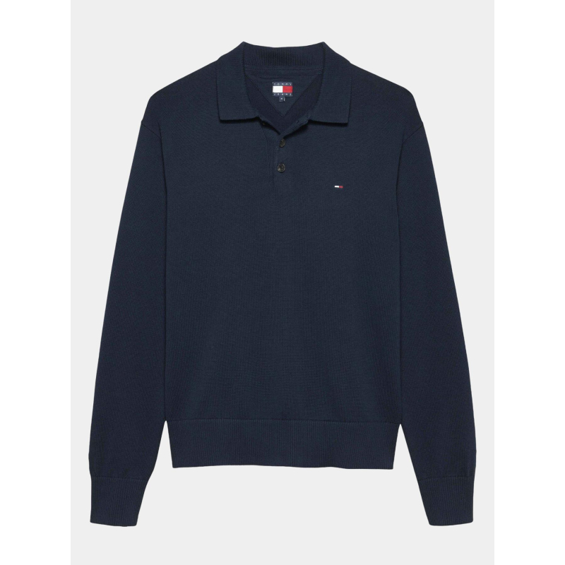 Polo uni slim placket bleu marine homme - Tommy Jeans