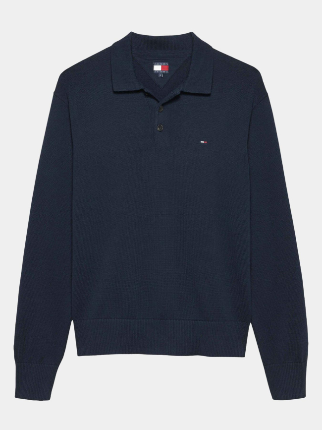 Polo uni slim placket bleu marine homme - Tommy Jeans