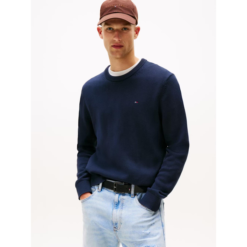 Pull uni slim bleu marine homme - Tommy Jeans